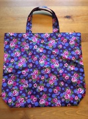 Purple Flower Pattern Re-Usable Shopping Bag Lightweight Tote Handbag 15.75”