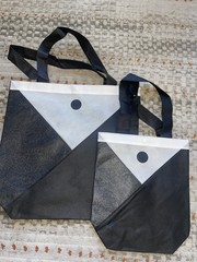 RARE Lululemon Gray Felt And White Black Mesh Reusable Shopping Tote Bag