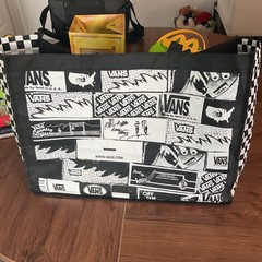 VANS Foldable Reusable Shopping Bag Black White Checked Plastic Large
