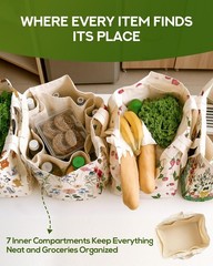 Miss Adola Large Canvas Grocery Tote Bag – Reusable One Size, Vintage Flower