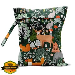 CQM Forest Animal Wet Bag 12×10 Inch Botanical