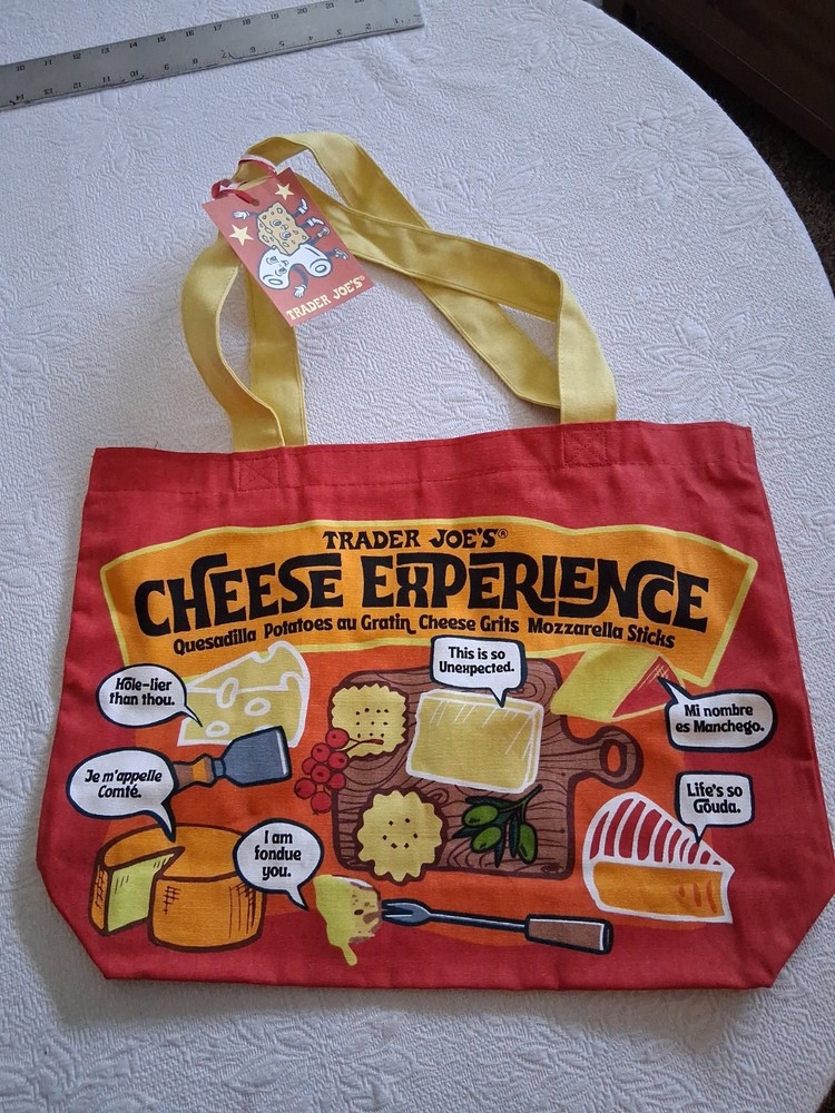 Trader Joe’s Cheese Adventures/Experience reusable canvas tote NEW with tags