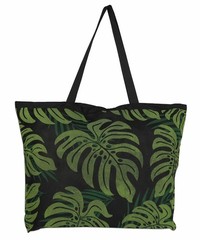 Hawaiian Mesh Beach Tote Shopping Black Bag Handbag Travel Hawaii Green Ferns N