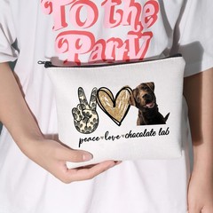 LEVLO Cosmetic Make Up Bag Zipper Pouch For Peace Chocolate Lab