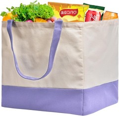 3 Pack Canvas Reusable Grocery Bags Heavy Duty 8.3 gal Foldable Large Tote Bag