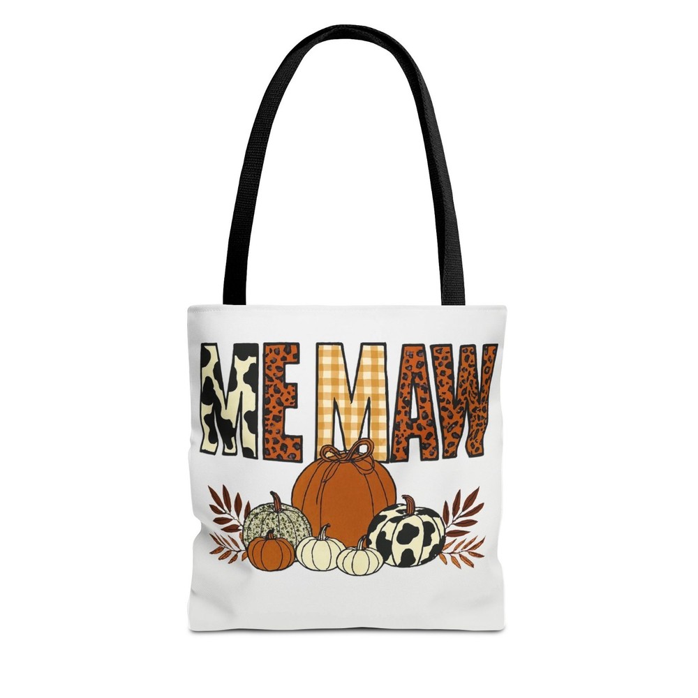 Reusable Tote Bag with Pumpkin, Animal Print, Plaid, White Black Orange
