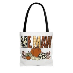 Reusable Tote Bag with Pumpkin, Animal Print, Plaid, White Black Orange