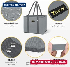 BALEINE 3Pk Reusable Grocery Bags, Foldable Shopping Bags for Groceries with Rei