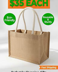 Burlap Jute Tote Bag Small 14x10x8 Beige Solid Eco-Friendly Reusable