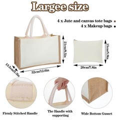 HOFURME 4 Sets Natural Burlap Medium to Large (12.6″ x 8.5″ x 5.3″), Beige