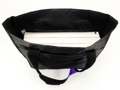 Slender Shopping Tote, Outer Pocket, Water Resistant, Black or Purple, #TB6104