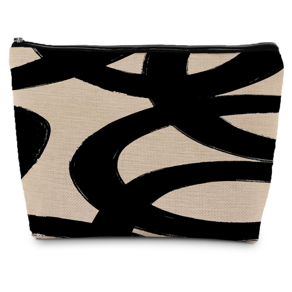 ignytiger Abstract Beige and Black Makeup Bag, Pouch abstract