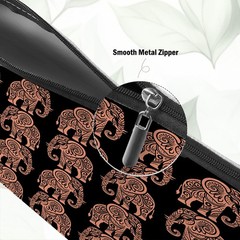 Forest Charger Bohemian Elephant Makeup Bag for Women, Black gold-02