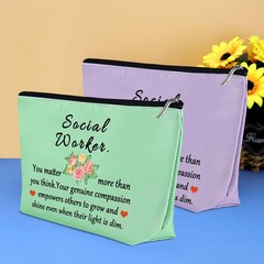 3 Pcs Social Worker Gift Makeup Bag Work Green+Pink+Purple