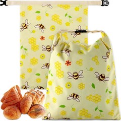 2 Pack Beeswax Bread Storage Bags for Sourdough & Homemade 17″×13″, Yellow