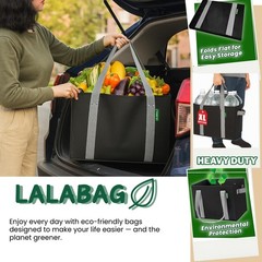 Reusable Grocery Bags (3 Pack ) – Heavy Duty Eco Tote Bags with Box Shape to …