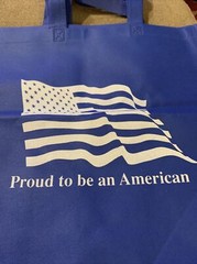Proud To Be An American Blue Tote Shopping Bag Flag Stars 13.5×14.5 (JL)