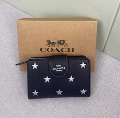 NEW Medium Corner Zip Wallet With Star Print CW530 Black