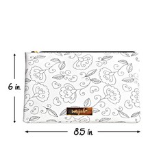 Bella Jade Small Makeup Pouch for Women, Cute Black and White Floral