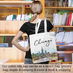 Chicago Souvenirs Tote Bag Travel Lover Beach Reusable Grocery Weekender