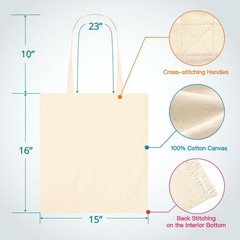 Canvas Tote Bags 24 Pack, 15 x 16 in Cotton Blank Totes for DIY Crafts, Bulk …