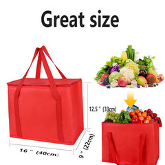 13 Qt. Xl-Large Insulated Grocery Shopping Bags Red Reusable Heavy Duty Zipped C