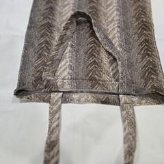 Chevron Pattern Foldable Fabric Reusable Tote Bag Large Brown Beige