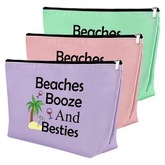 3Pcs Beach Lover Gifts Makeup Bag Light green + light pink + purple