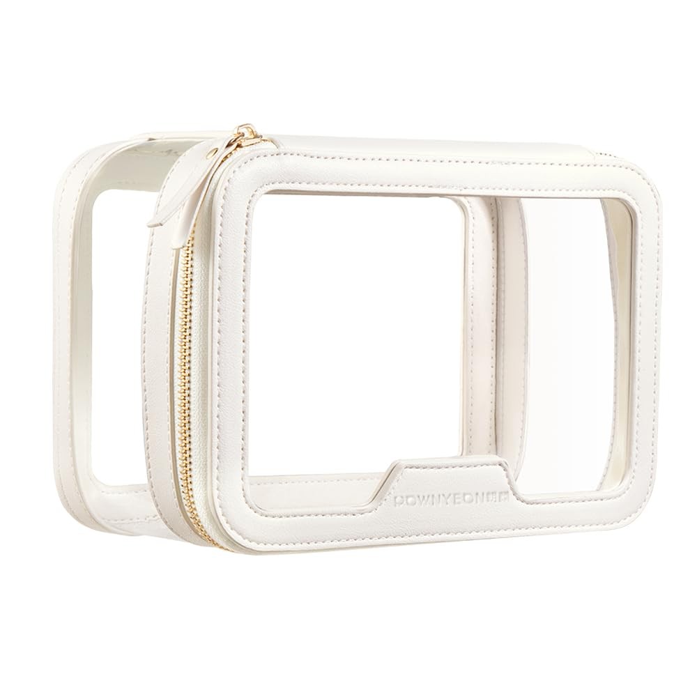 Rownyeon Clear Makeup Case Toiletry Bag 1 Count (Pack of 1), White1