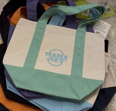 Trader Joe’s Foldable Canvas Reusable Shopping Bags Multicolor Color Block