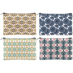 Hobbspring 4Pcs Boho Makeup Bags 5.91×9.06 inch Floral Canvas Mixed Color