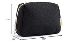 BAGSMART Small Makeup Bag, Travel Cosmetic Bag Make Up Pouch Small, 01-Black