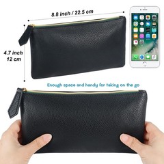 HRX Package Soft Faux Leather Cosmetic Bag, 2pcs Black Makeup Brushes