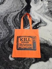 Kill Your Television screen-printed Tote Bag. Vintage retro hippie rock n roll