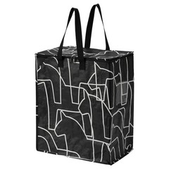Ikea Hasthage Shopping Bag Dala Horse Black White 15x6x16.5 NEW Zipper LARGE