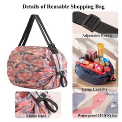 4 Pack Foldable Reusable Tote Bags – 210D Nylon Waterproof Grocery Shopping B…