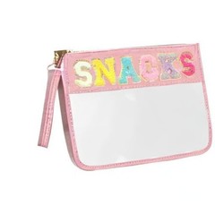 Siwara Snack Bags Clear Pouch for Travel Bag Nylon Cosmetic Pink–Snack