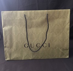 Gucci Paper Reusable Shopping Bag Rope Handle Green 14″ x 19″ x 7″