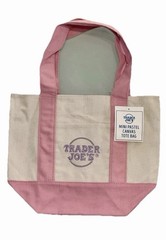 Trader Joe’s Foldable Mini Pastel Canvas Tote Bags Pastel Colors-Pink,Blue,Green