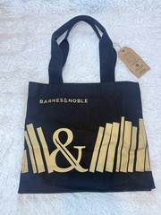 Barnes & Noble Book Store Tote Bag Cotton Black & Gold 13”H X 14”W X 5” Deep NWT