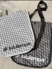 2 NEW Lululemon Small Reusable Shopping Tote Bag Limited Edition Ivory Brown
