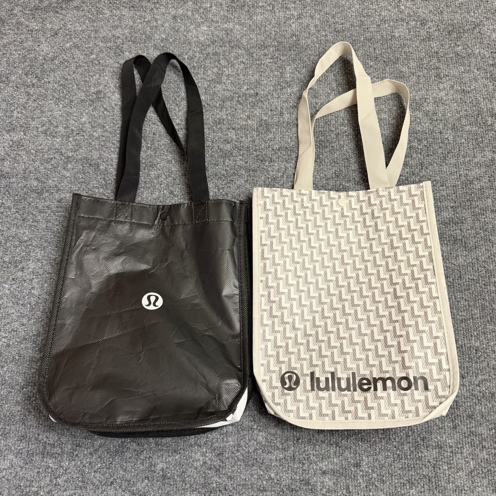 Lululemon Reusable Shopping Tote Bag Small Black White Red Lot 3