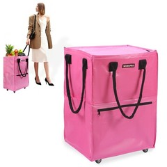 WORKPRO Medium Reusable Grocery Bag 4 Caster Wheels Heavy Duty Shop Rolling Tote