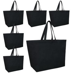 6 Pieces Extra Large Canvas Tote Bag Utility Heavy Duty Grocery Bags