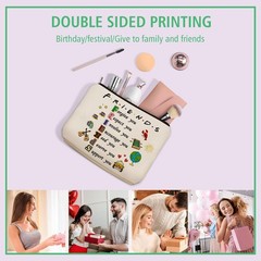 Lyricalsbag Friends Themed Gifts Makeup Bag for Friendship Travel Pouch White