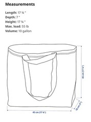 IKEA Medium Blue 17 ¾x7x17 ¾ “/10 Gallon Reusable Shopping Tote Carrier Bag