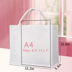 Jute Bag, 6 Pack Small White Reusable Burlap Tote Canvas Gift Favors Bags wit…