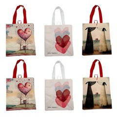 6-Pack Reusable Bag Shopping Totes 13″ W x 14.5″ H x 8.25″ D Hearts