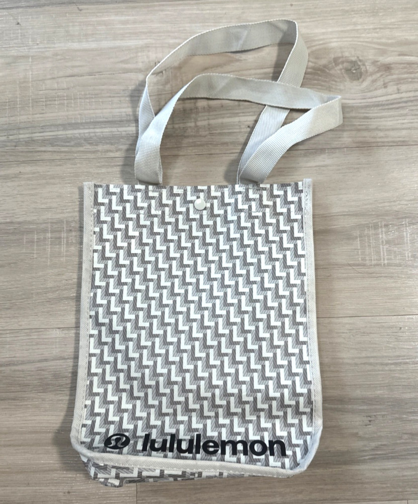 Lululemon Small Gray And White Tote 12”x9.5” Logo Reusable Shopping Bag