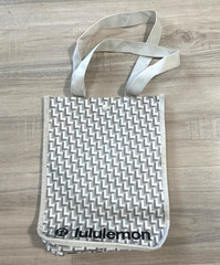Lululemon Small Gray And White Tote 12”x9.5” Logo Reusable Shopping Bag